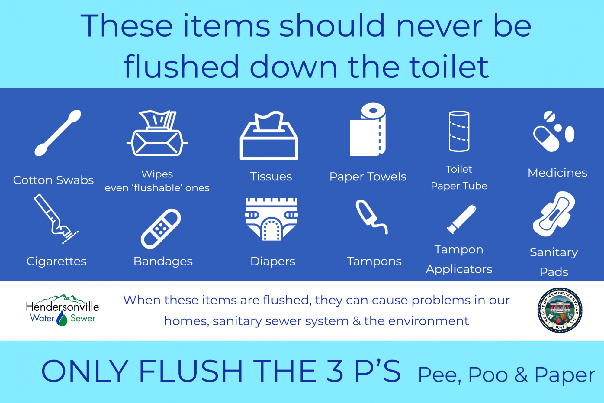 Items that should not be flushed