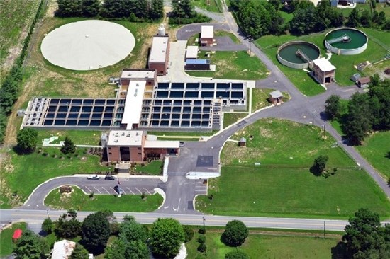Aerial photo of water treatment plant